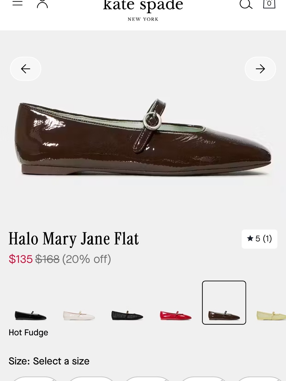 kate spade Halo Mary Jane Flat in Hot Fudge Patent